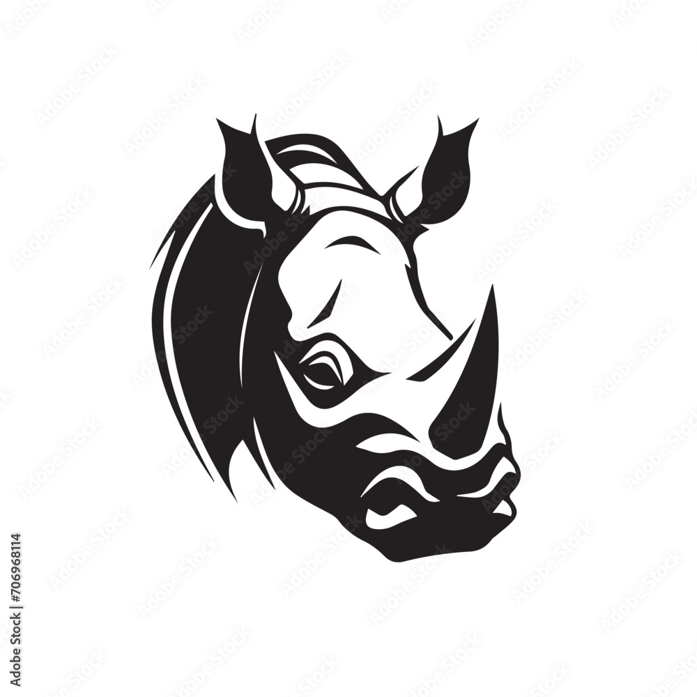 Rhinoceros in cartoon, doodle style . Image for t shirt. Isolated 2d vector illustration in logo, icon, sketch style, Eps 10, black and white. AI Generative