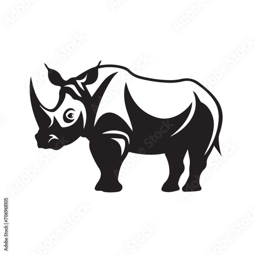 Rhinoceros in cartoon  doodle style . Image for t shirt. Isolated 2d vector illustration in logo  icon  sketch style  Eps 10  black and white. AI Generative