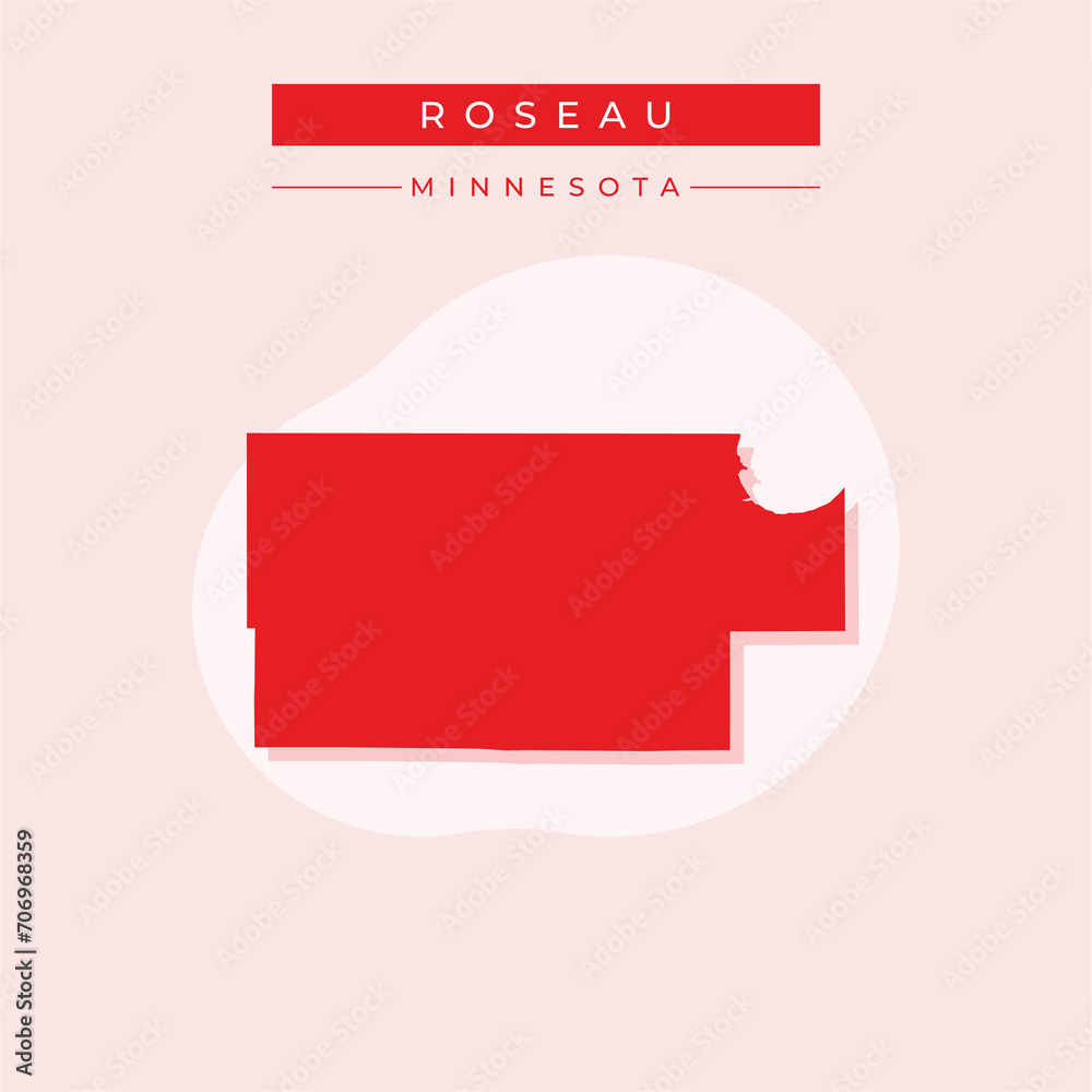 Vector illustration vector of Roseau map Minnesota
