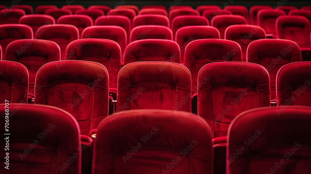 Fototapeta premium Red chairs in a cinema. 