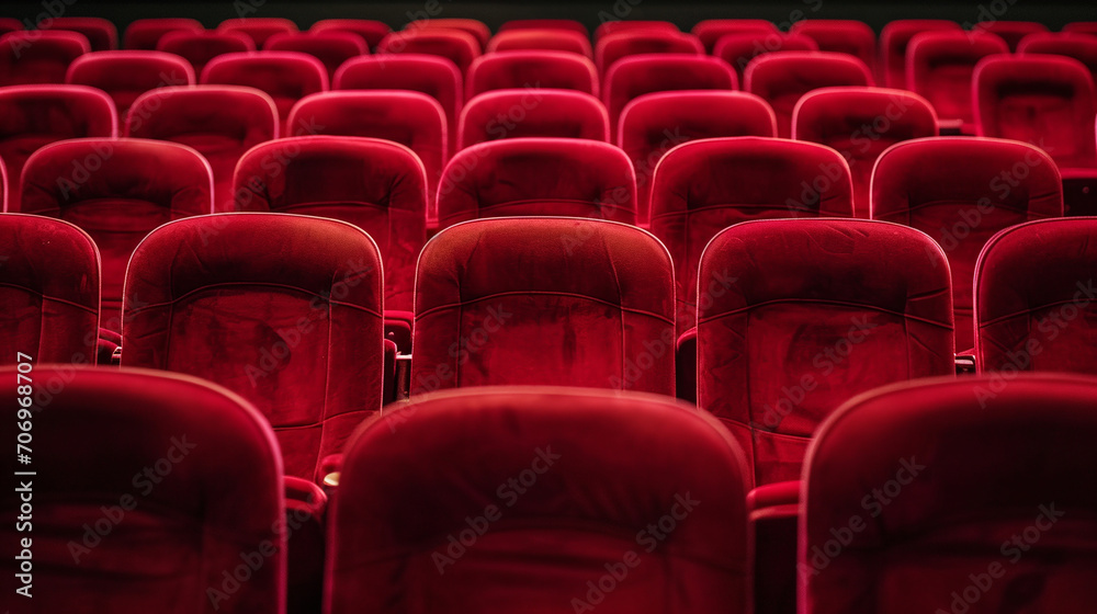 Red chairs in a cinema. 