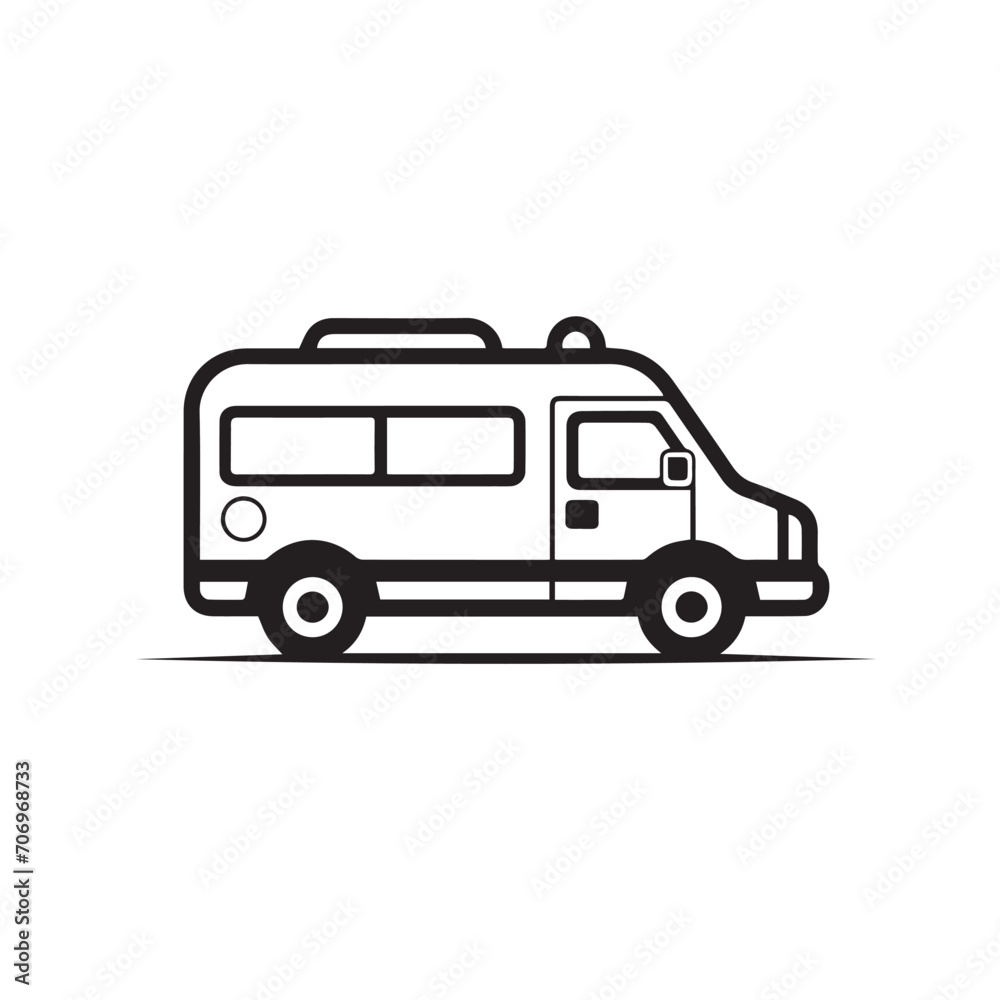 Ambulance in cartoon, doodle style. Isolated 2d vector illustration in logo, icon, sketch style, Eps 10, black and white. AI Generative