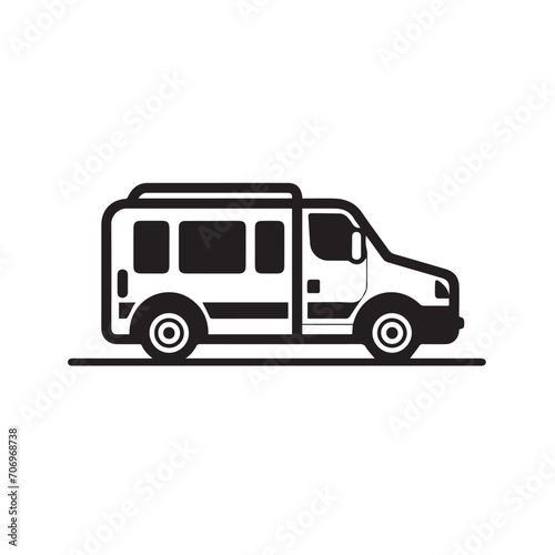 Ambulance in cartoon, doodle style. Isolated 2d vector illustration in logo, icon, sketch style, Eps 10, black and white. AI Generative