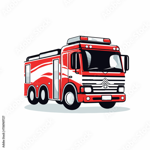 Fire engine in cartoon, doodle style. Isolated 2d vector illustration in logo, icon, sketch style, Eps 10. AI Generative