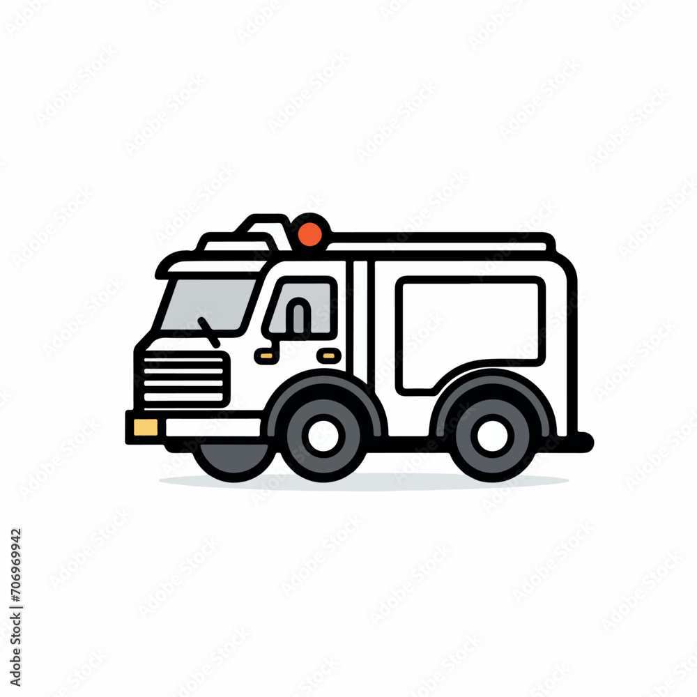 Fire engine in cartoon, doodle style. Isolated 2d vector illustration in logo, icon, sketch style, Eps 10. AI Generative