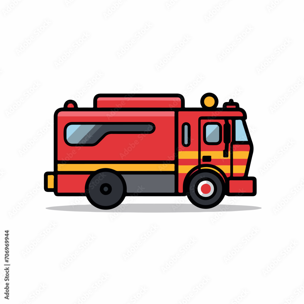 Fire engine in cartoon, doodle style. Isolated 2d vector illustration in logo, icon, sketch style, Eps 10. AI Generative