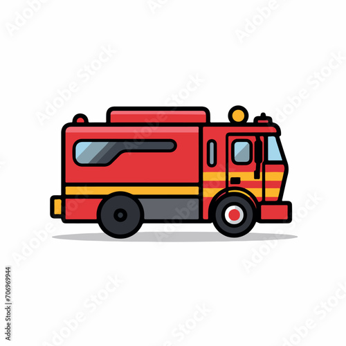 Fire engine in cartoon, doodle style. Isolated 2d vector illustration in logo, icon, sketch style, Eps 10. AI Generative