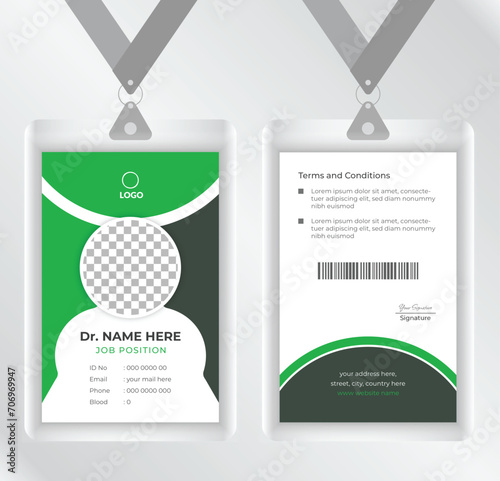 Modern Doctor ID Card Template. Medical Identity Badge or Corporate Identity Design.