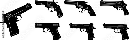 set of pistols silhouette, vector