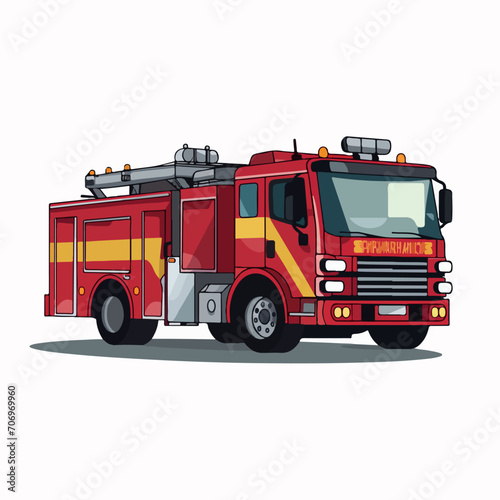 Fire engine in cartoon, doodle style. Isolated 2d vector illustration in logo, icon, sketch style, Eps 10. AI Generative