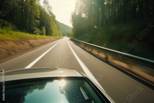 car driving on road. Generative AI