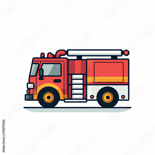 Fire engine in cartoon, doodle style. Isolated 2d vector illustration in logo, icon, sketch style, Eps 10. AI Generative
