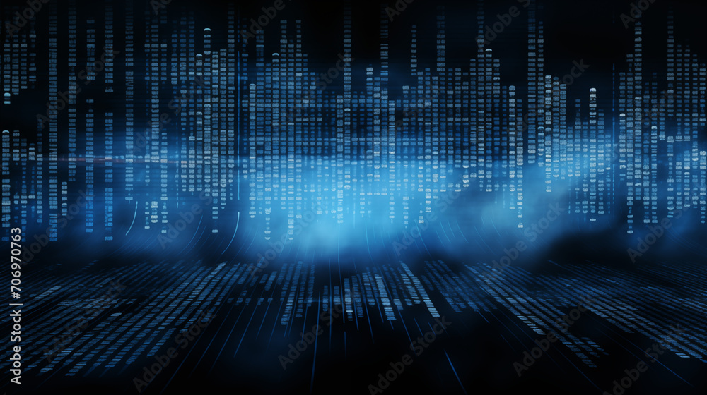 Blue binary code on black background technology coding AI concept Blue binary code on black background technology coding AI concept