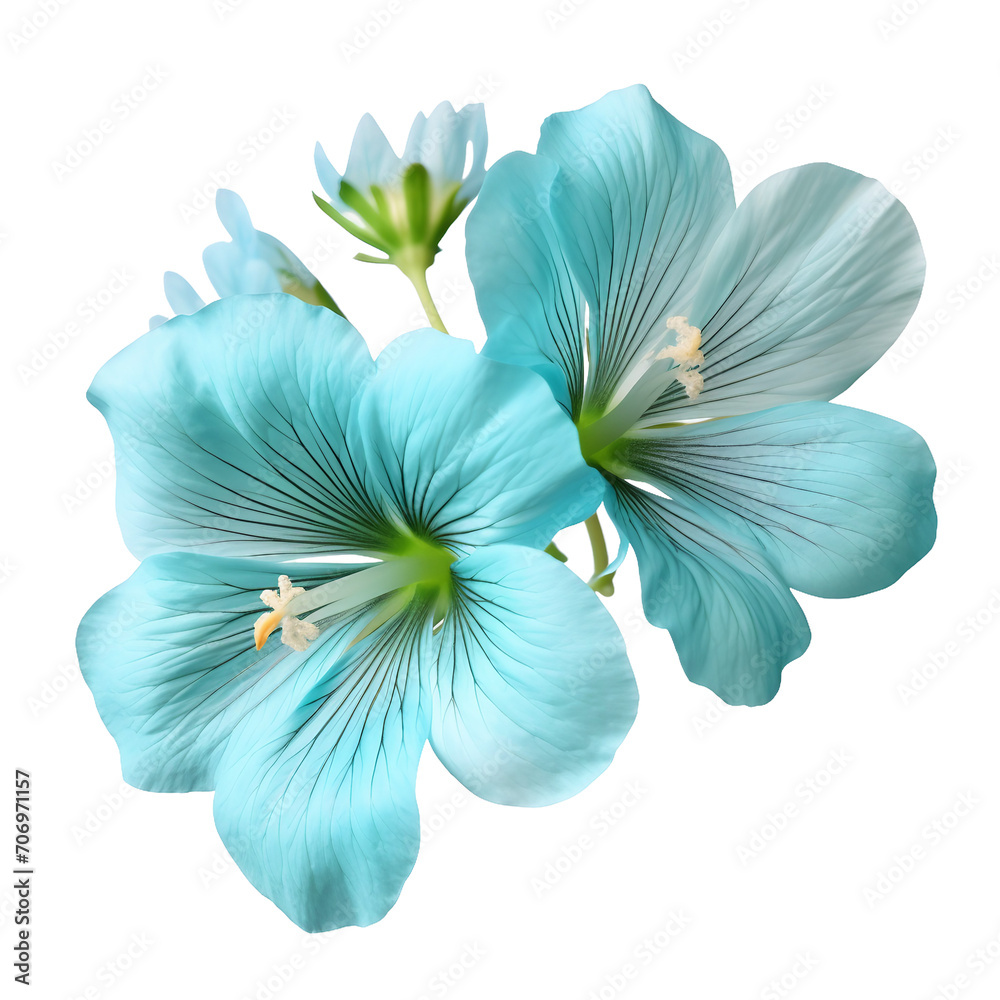 Turquoise Geranium flower on a transparent background, PNG Turquoise Geranium flower on a transparent background, PNG