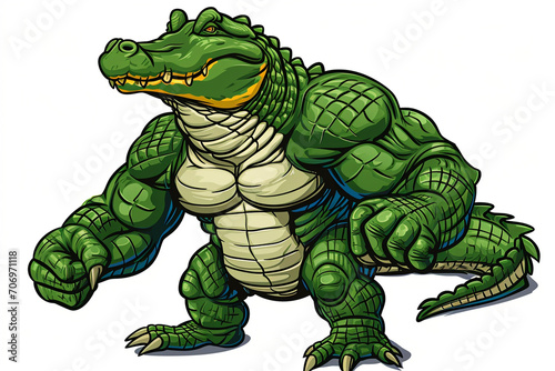 cartoon big muscular crocodile