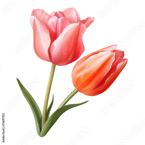 Tulip flower on a transparent background, PNG