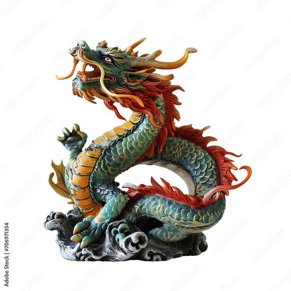Fototapeta premium Spring Festival Dragon Figurine, isolated on transparent background