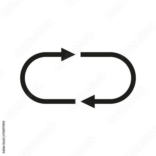 Two rounded semi circular arrows follow one another. Vector illustration.
