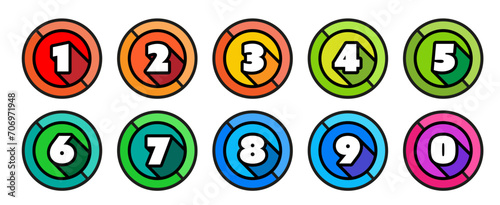 Numbers from zero to nine with stained glass effect