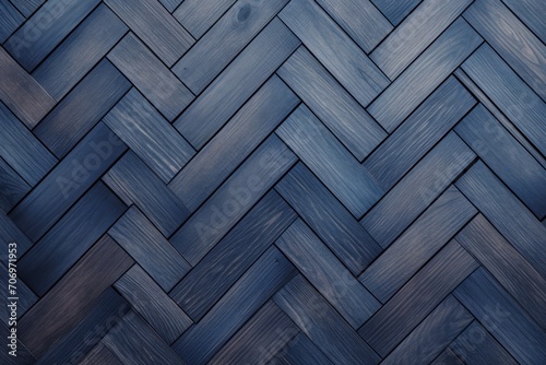 blue oak wooden floor background. Herringbone pattern parquet backdrop