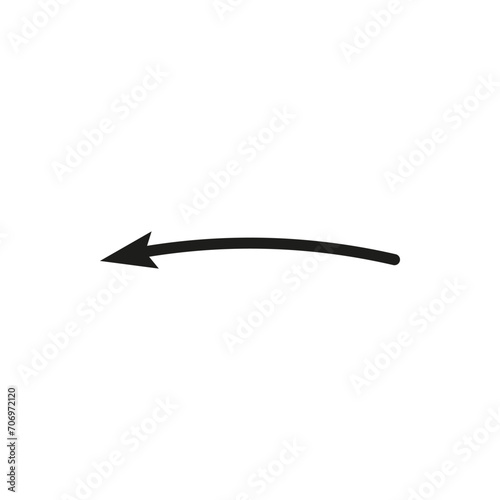 Narrow thin geometric arrow curved shape.