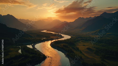 Cinematic Mountains and Serene River