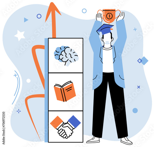 Personal growth. Vector illustration. Creativity is essential aspect personal growth and self expression Taking responsibility for ones actions contributes to personal growth and maturity Striving