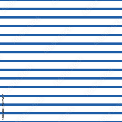 Striped background with horizontal straight blue and white stripes. Seamless and repeating pattern. Editable vector illustration.