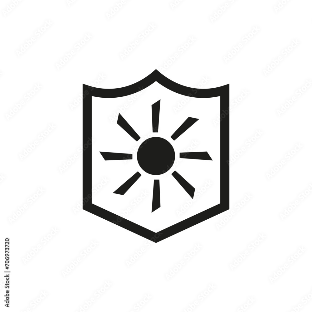 A shield with the sun inside. Vector illustration. A shield with the sun inside. Vector illustration.