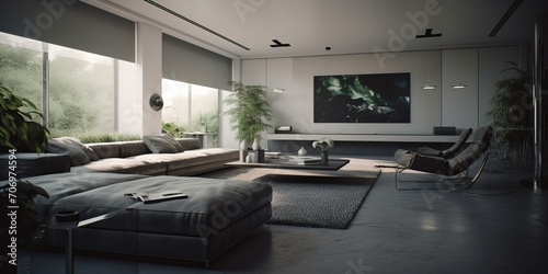 Interior of modern living room in a minimalist style house.