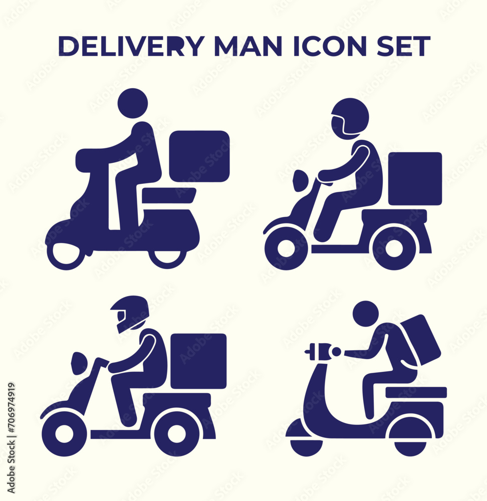 Food delivery logo or icon set vector