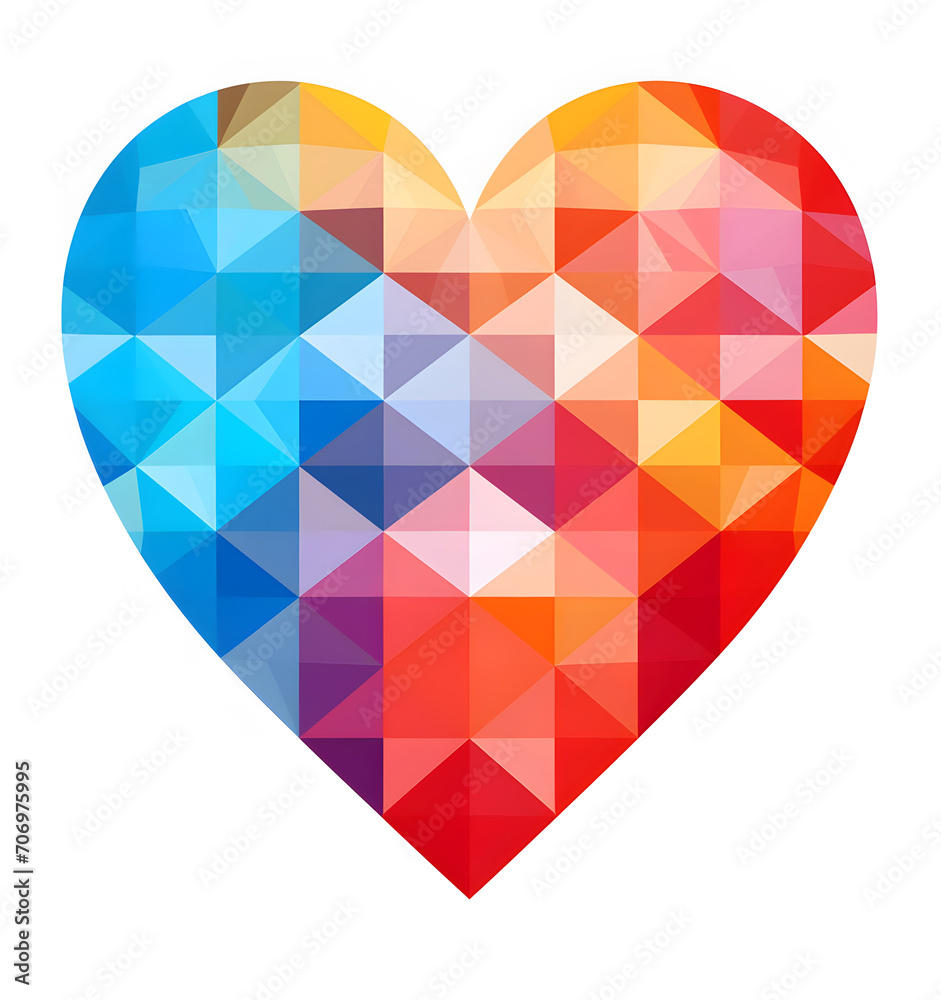 Polygon color heart illustration isolated on white background Polygon color heart illustration isolated on white background