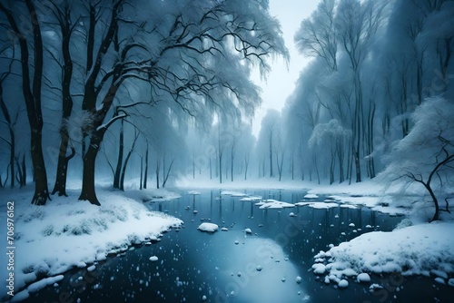 winter forest with fog © faizan muhammad