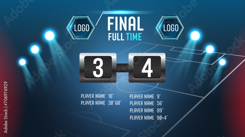 Football match sport graphics blue light template for online broadcast and social media