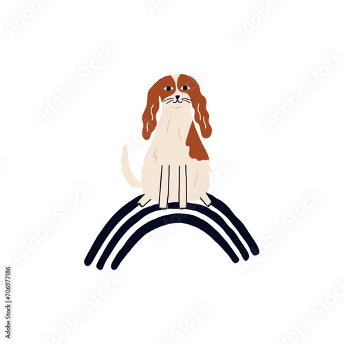 Favorite dog on the rainbow. Pet sympathy loss hand drawn illustration