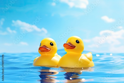 two rubber ducks in the pool