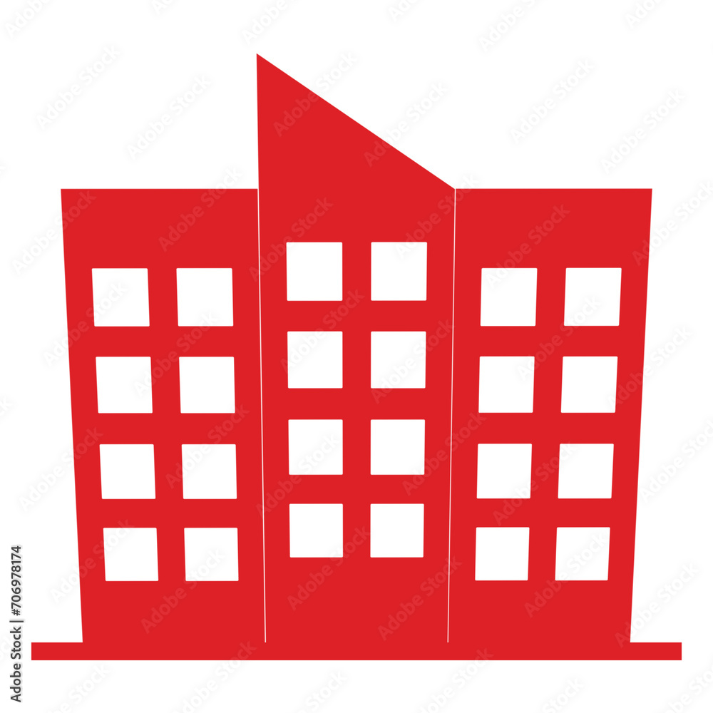 Red Real Estate Icon Isolated on White