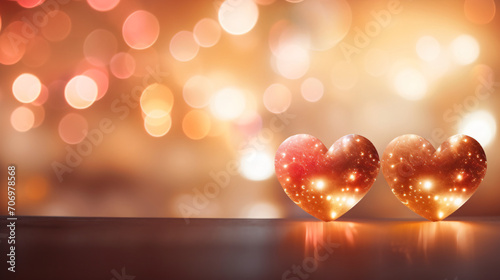 Hearts with a pleasant gentle bokeh