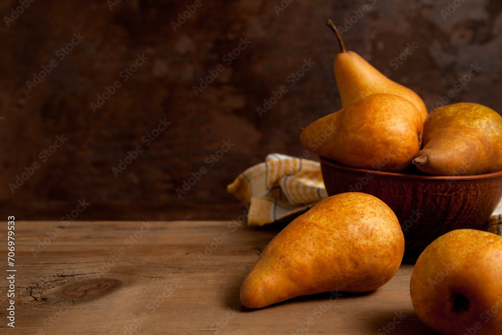 Pears on wooden background as background image.. Pears on wooden background as background image..