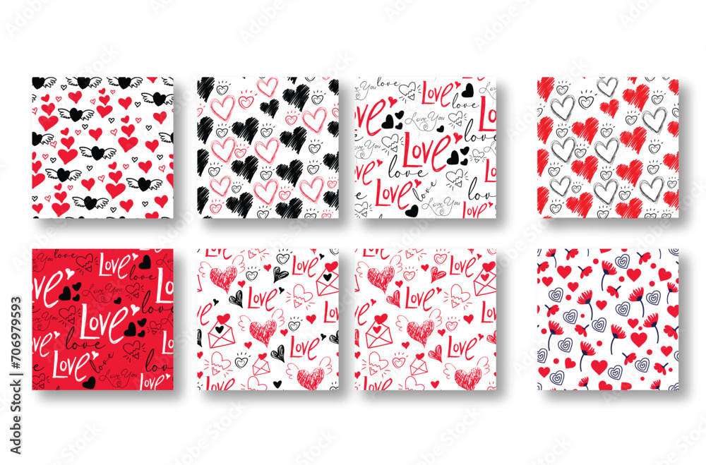 Valentine's seamless pattern set Valentine's seamless pattern set