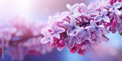 flowers in spring,Fresh lilac blossom beautiful purple flowers. Neural network AI generated,Beautiful smell violet purple lilac blossom flowers in spring time. Close up macro twigs of lilac selective 