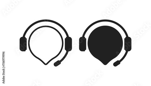 Support icons. Silhouette, headphones on head silhouette icons, support design. Vector icons