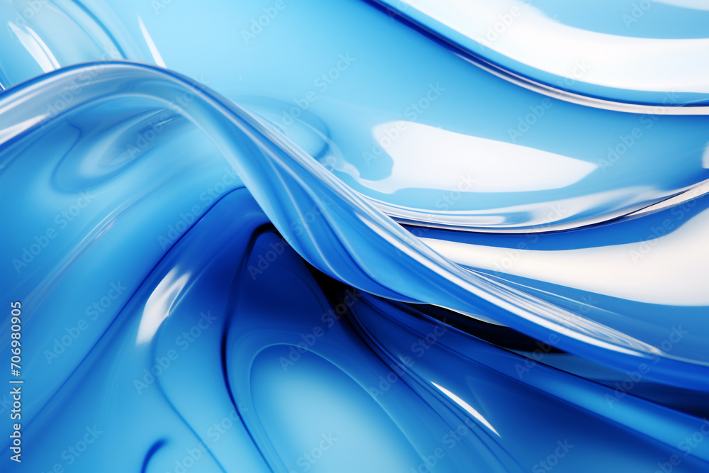 Fototapeta premium Graphic resources, science concept. Abstract and surreal blue transparent goo or liquid background illustration with copy space