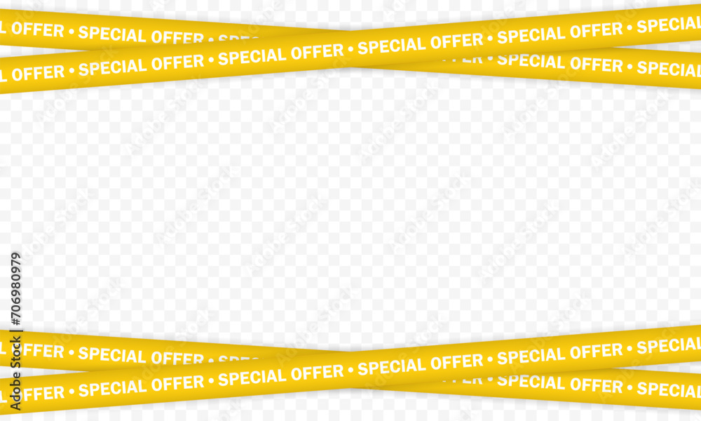 Special offer ribbons icons. Flat, yellow, transparent background, special offer ribbons, mockup for sign. Vector icon - obrazy, fototapety, plakaty 
