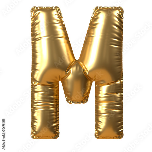 3D Gold Balloon Letter M