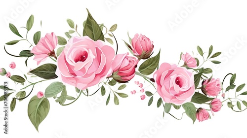 Spring sakura cherry blooming flowers bouquet. Isolated realistic pink petals, blossom, branches, leaves vector set. Design spring tree illustration,generative ai