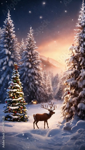 christmas deer in the snow