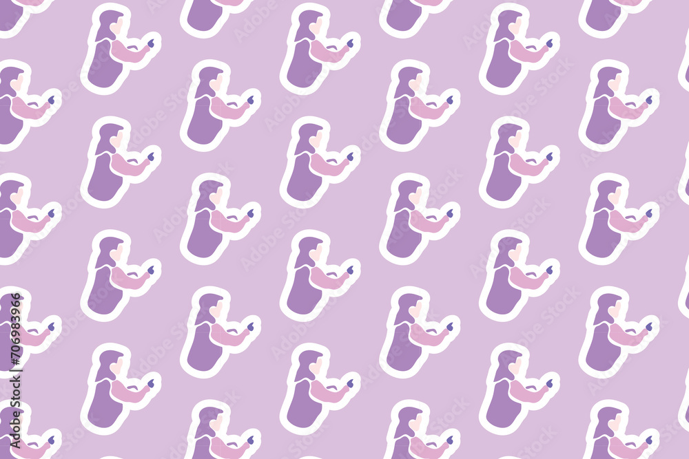 Vector Womens day element Seamless Pattern Background