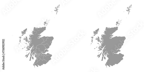 Scotland grey map with council areas. Vector illustration.