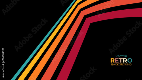 Abstract minimalist retro background with rounded stripe elements. Retro background lines 70s. suit for banner, card, cover, poster, flyer, brochure, website, backdrop, wallpaper. Vector illustration